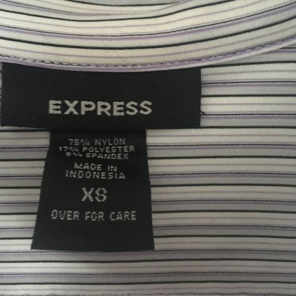 Express stretch striped button-up blouse - Picture 2 of 3